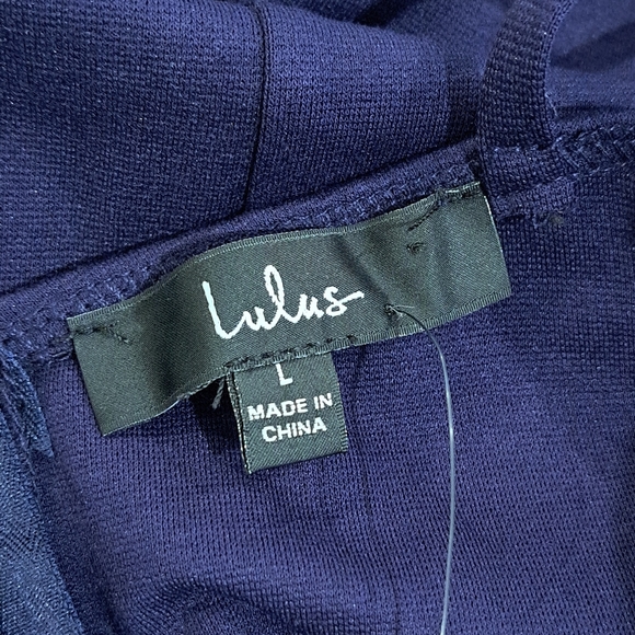 NWT Lulus Classic Navy Bodycon Party Cleangirl Minimalist Midi Dress Womens L - Picture 9 of 12